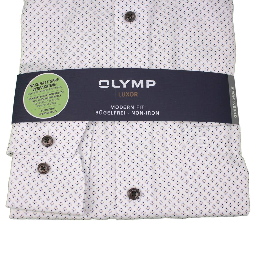Olymp Luxor Herren Businesshemd beige blau 122054 22