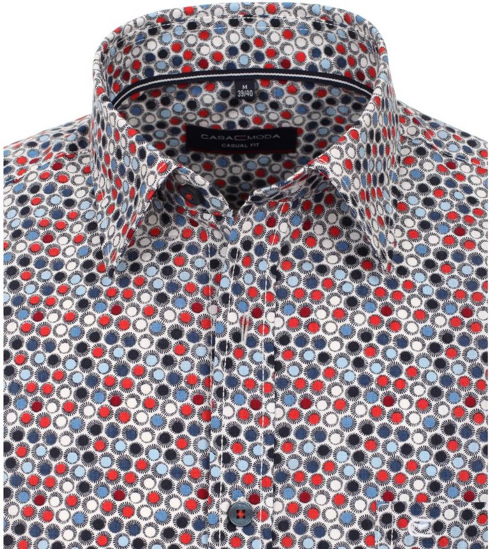 Casa Moda Herren Freizeit Hemd kurzarm mehrfarbig Print Muster 923884300 100 blau