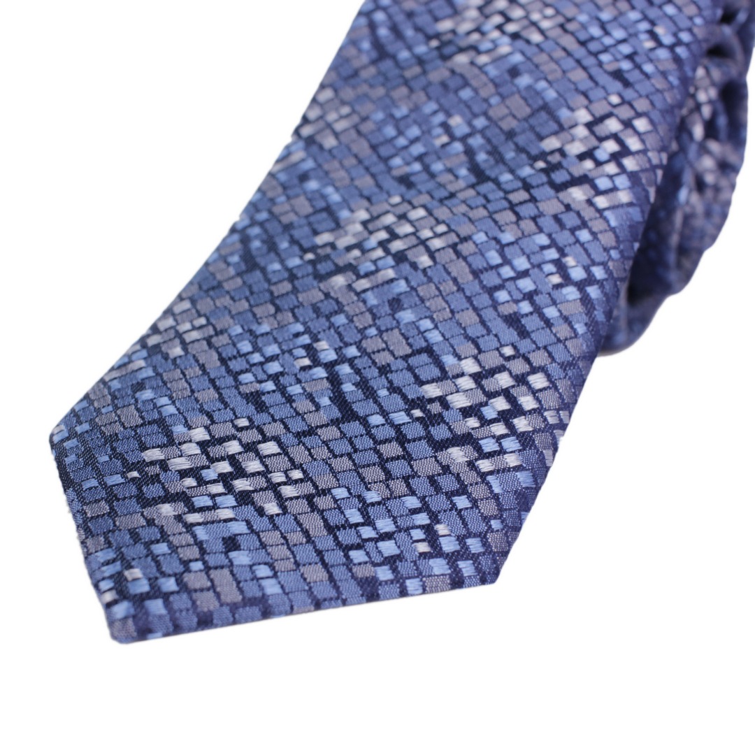 UNA Slim Krawatte blau gemustert 44905214