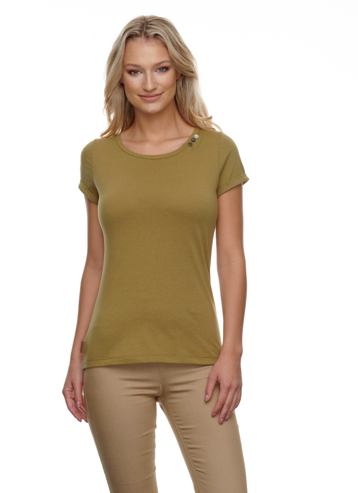 Ragwear Damen T-Shirt Florah a Organic grün unifarben 2111 10049 6044 Khaki