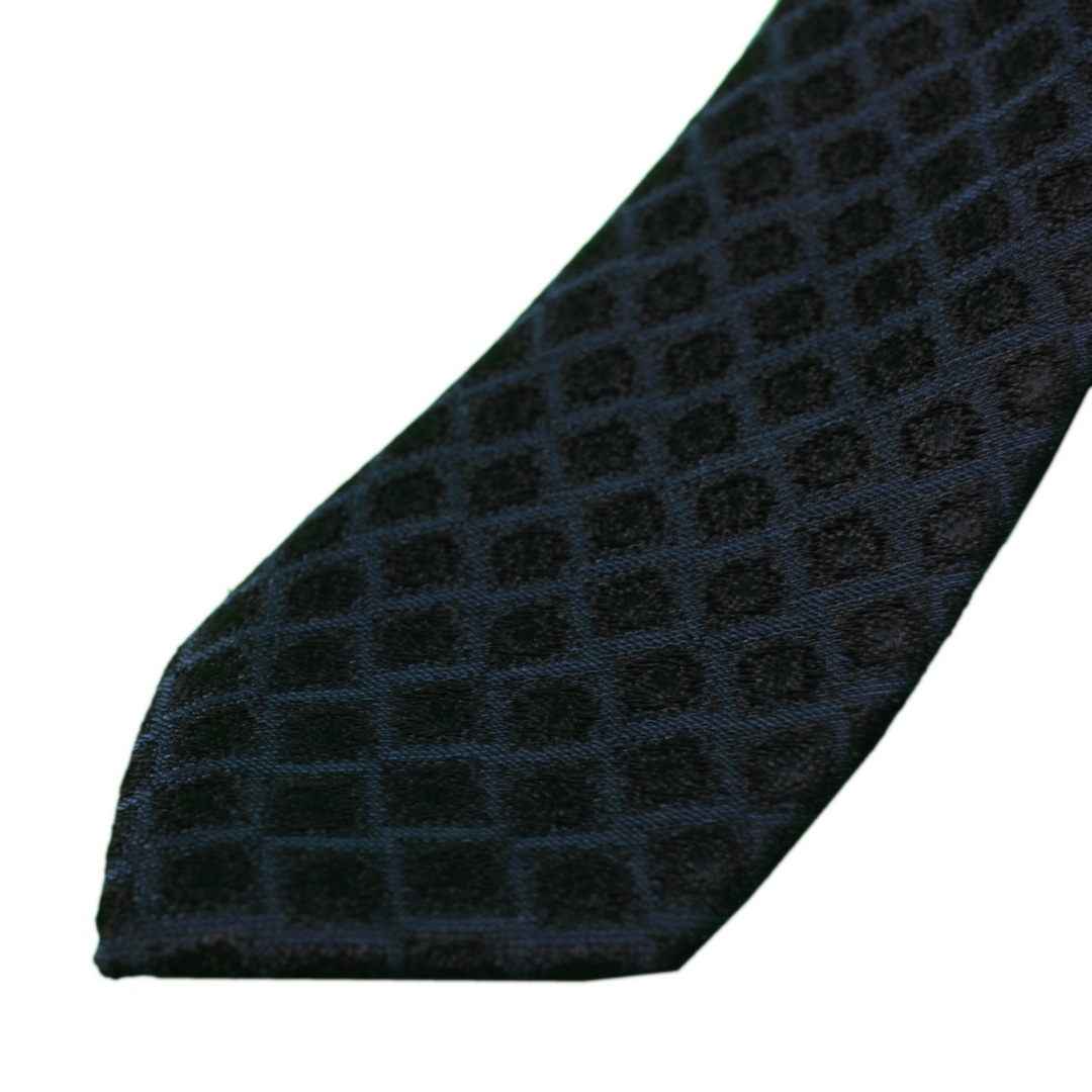 J.S. Fashion Slim Krawatte blau schwarz kariert 24345 1 navy