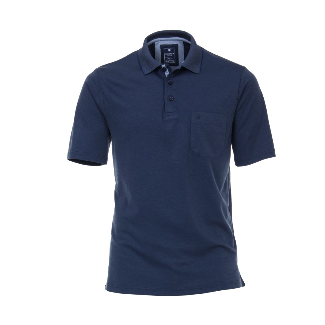 Redmond Herren Polo Shirt Poloshirt kurzarm blau unifarben 912 100