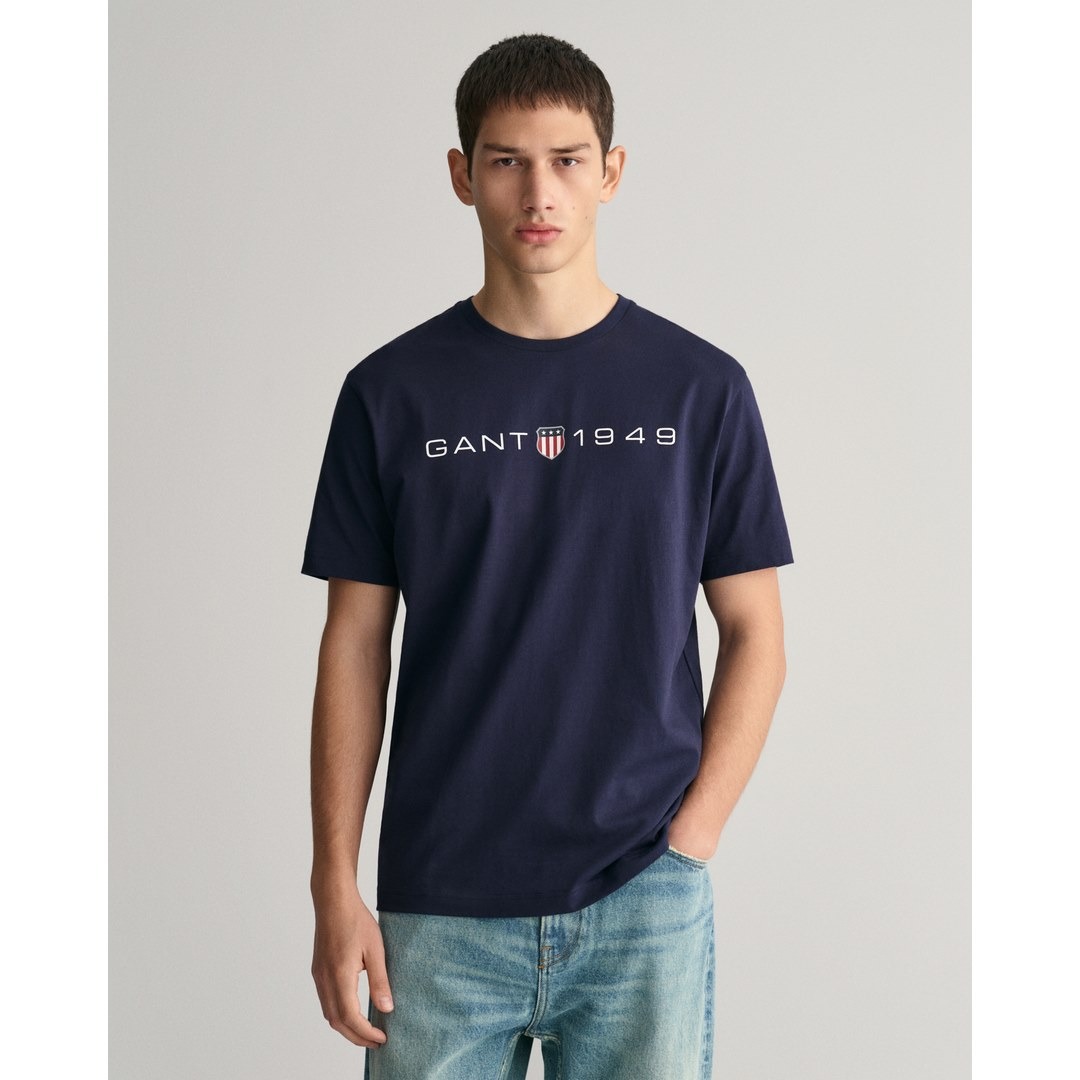 Gant Herren T-Shirt Regular Fit blau 2003242 433 evening blue