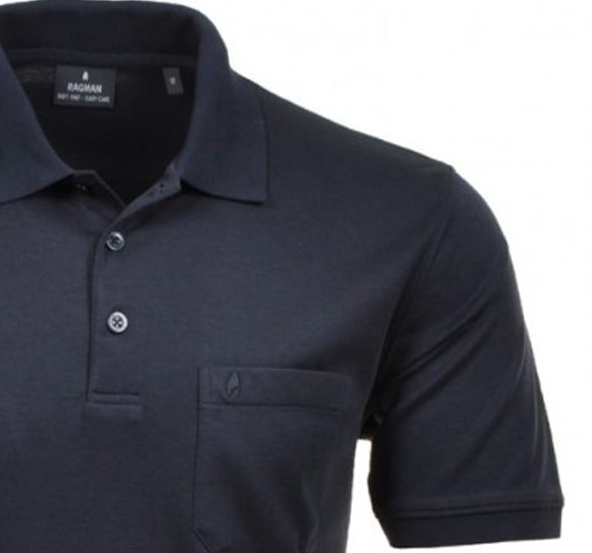 Ragman Herren Polo Shirt Poloshirt Softknit blau unifarben 540391 070 navy