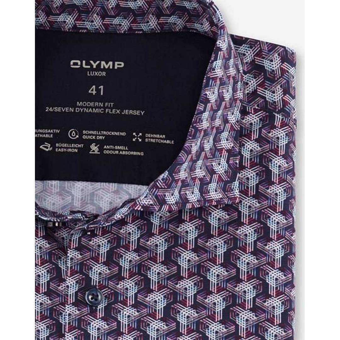 Olymp Luxor 24/Seven Herren Businesshemd blau rot 120044 18 marine