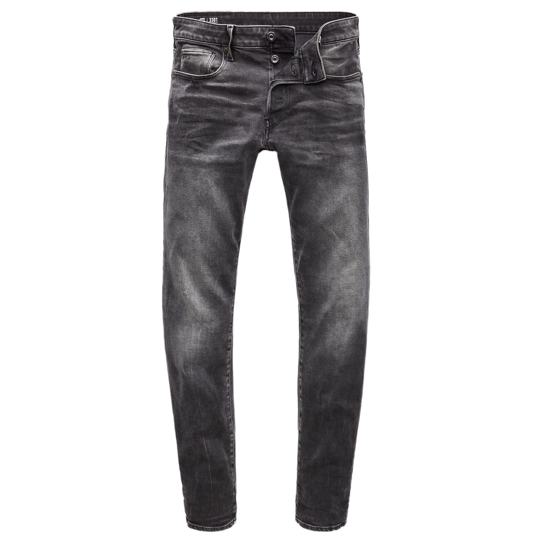 G-Star Raw Herren Jeans Hose Jeanshose 3301 Slim Fit grau Denim 51001 B479 A800