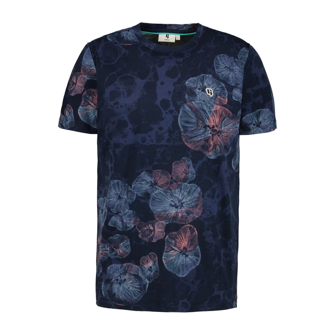 Garcia Herren T-Shirt blau florales Muster E31007 70 marine